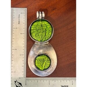 Vetro Sommerso Designs of Light Sterling Silver Green Dichroic Glass Pendant